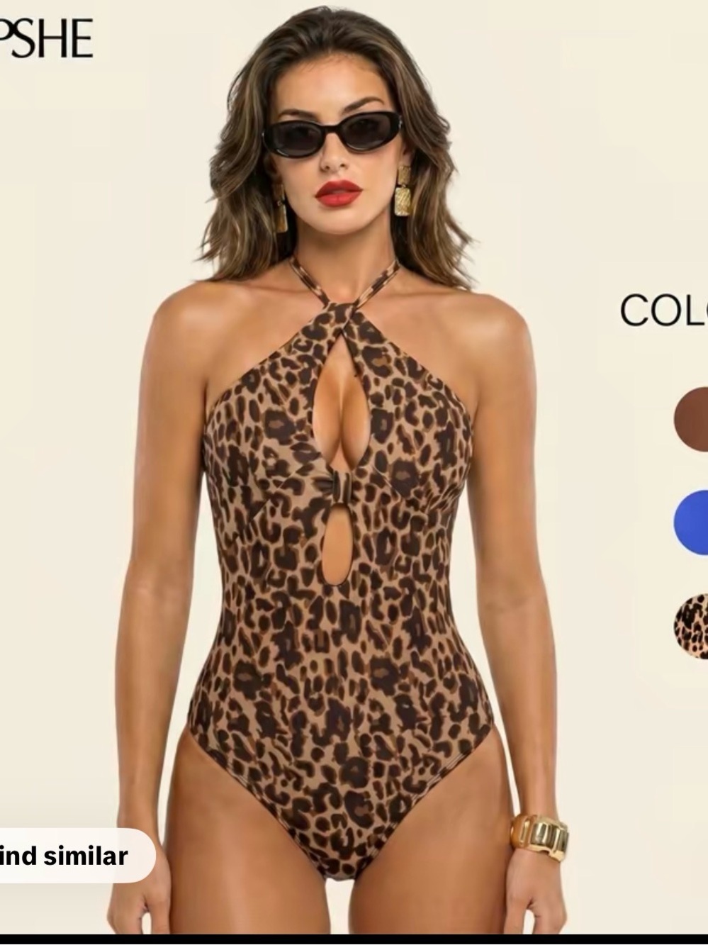 Cupshe Brown Leopard Halter One-Piece Swimsuit